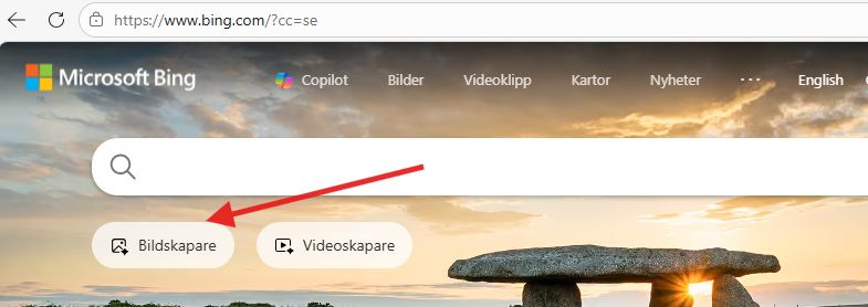 Copilot i Bing visar bildskaparen där jag skriver en prompt för att skapa en AI‑bild.