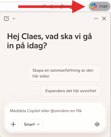 Bild på Copilot knappen i Edge i Windows 11