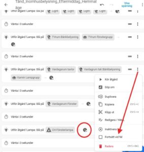 Forstätt vid fel i en automation eller skript i Home Assistant