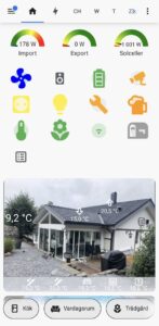 Bild på min Home Assistant Dashboard på mobilen via Home Assistant Companion appen