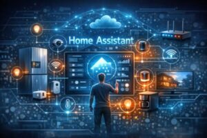 Bild som symboliserar Home Assistant som hjärna i mitt smarta hemsystem