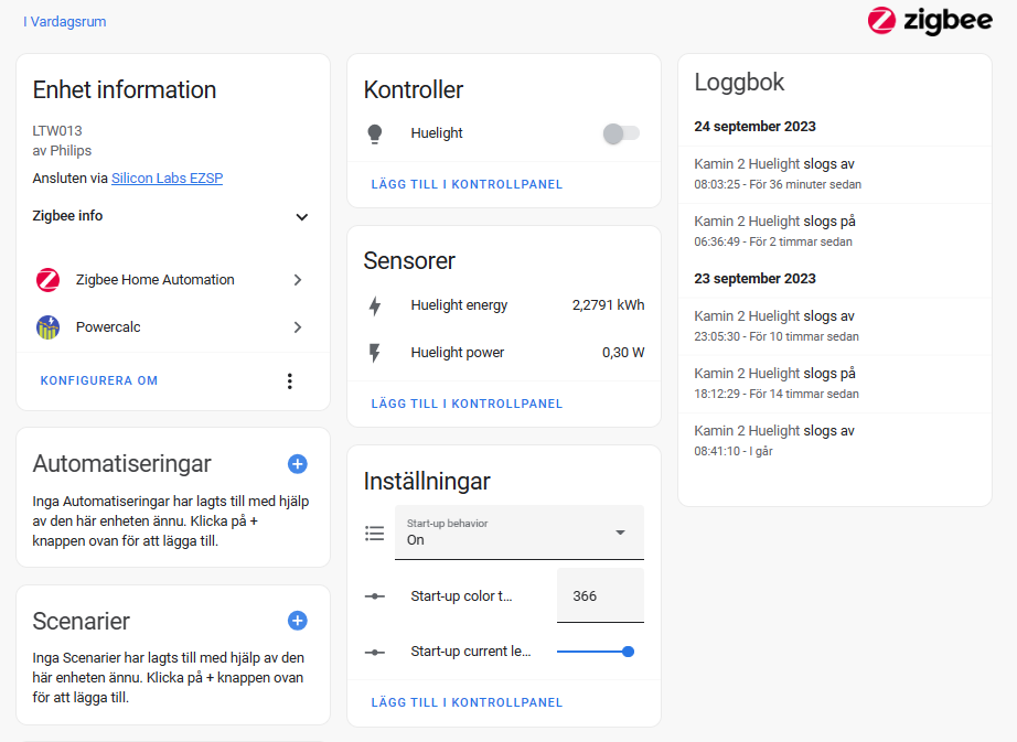 Home Assistant Hue lampa