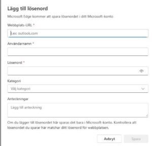 Lösenordshantarer i Microsoft Edge