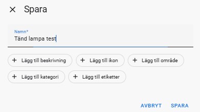 Spara ett skript i Home assistant