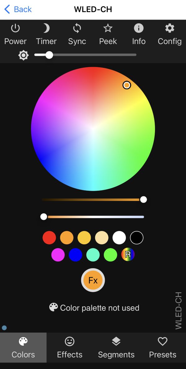 WLED appen i mobilen