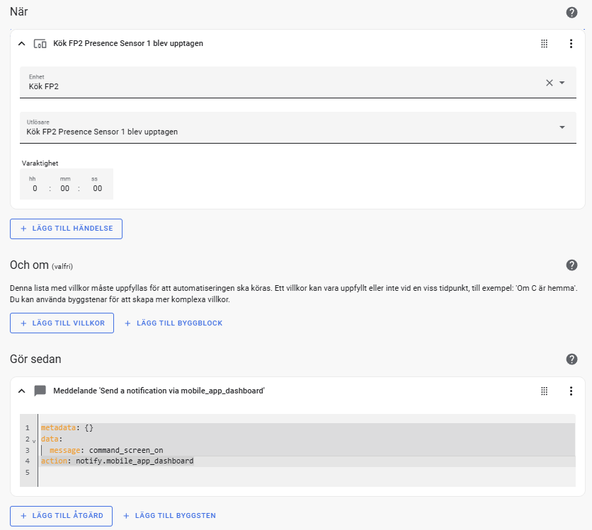 Väcker min Android Dashboard med automation