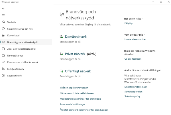 Bild på Windows 11 brandvägg