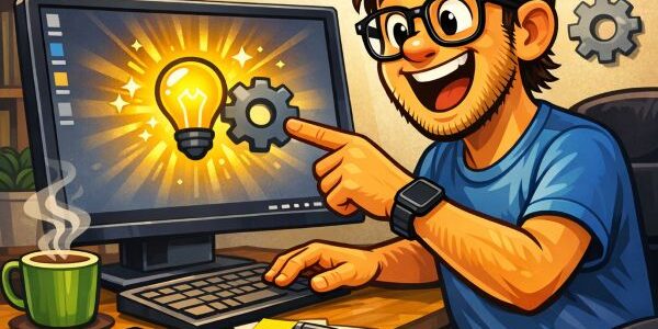 en bild på en tecknad människa som upptäcker nya funktioner i Windows 11