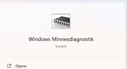 Bild på Windows 11 Minnesdiagnostik