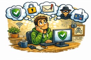 Bild på en person som funder över säkerheten på internet