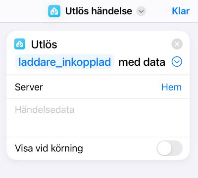 Genväg i iOS till Home assistant för att trigga en automation