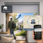 Rullgardin som åker upp automatiskt när någon lämnar hemmet, styrt via geofencing i Home Assistant