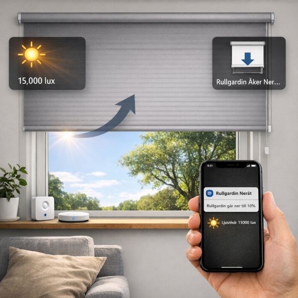 Smart rullgardin från IKEA som går ner automatiskt vid starkt solljus